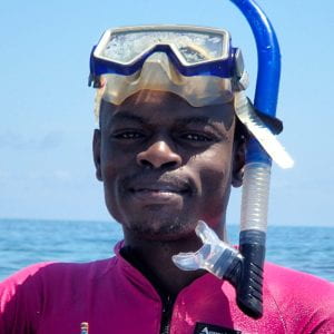 Maxwell Azali Kodia smilling with snorkeling gear